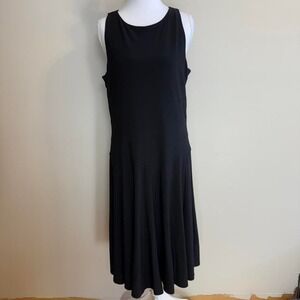 Lauren Ralph Lauren Fit & Flare Midi Sleeveless Black Women's Dress Sz 12